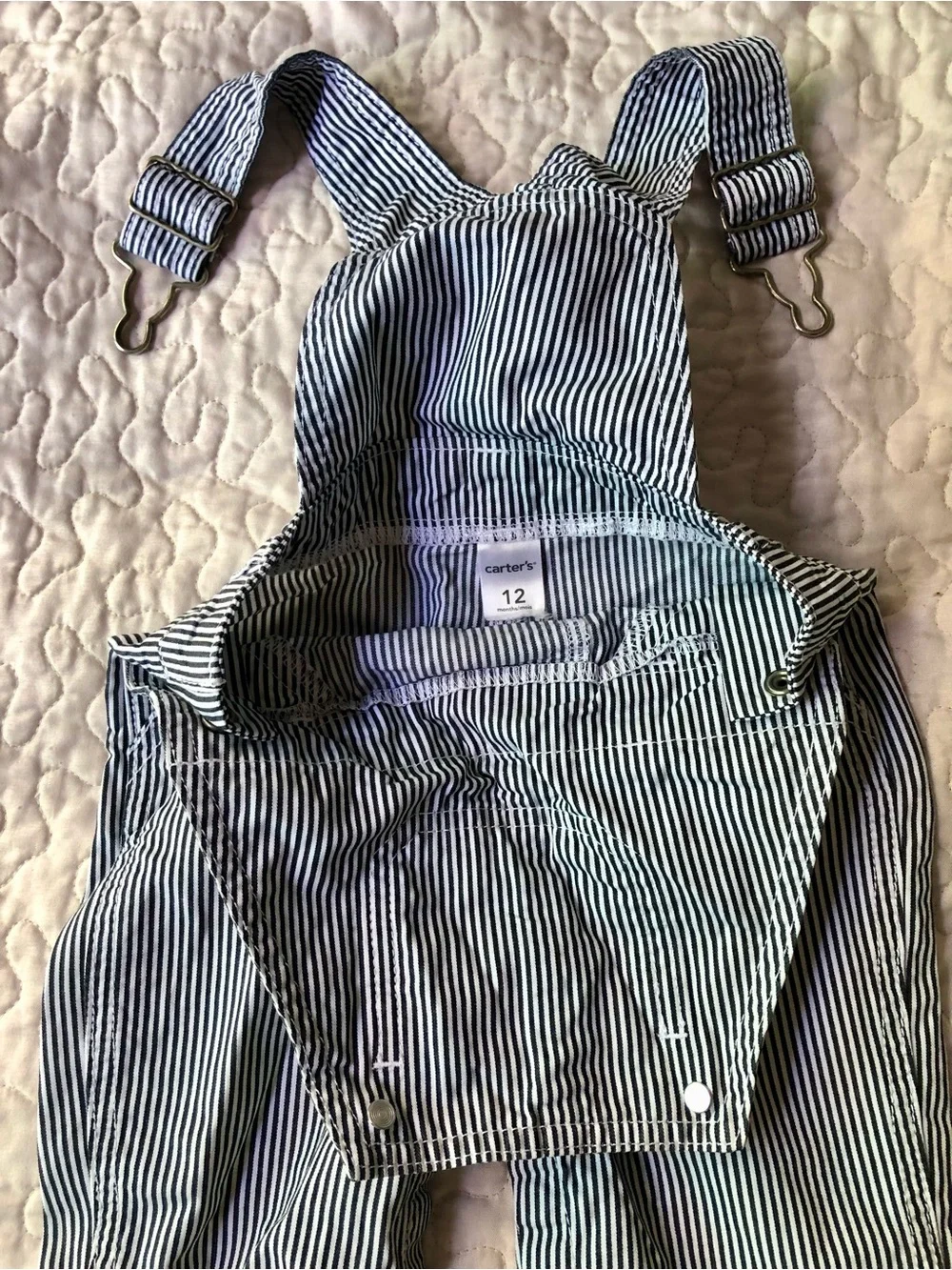 Carter's Navy & White Striped Overalls